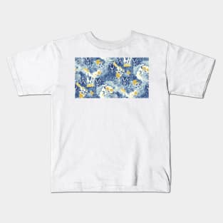 Blue Vintage Floral Kids T-Shirt